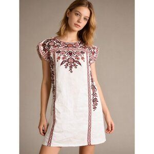 NWOT Johnny Was Linen Embroidery Floral Tunic Dress Boho Chic Size S